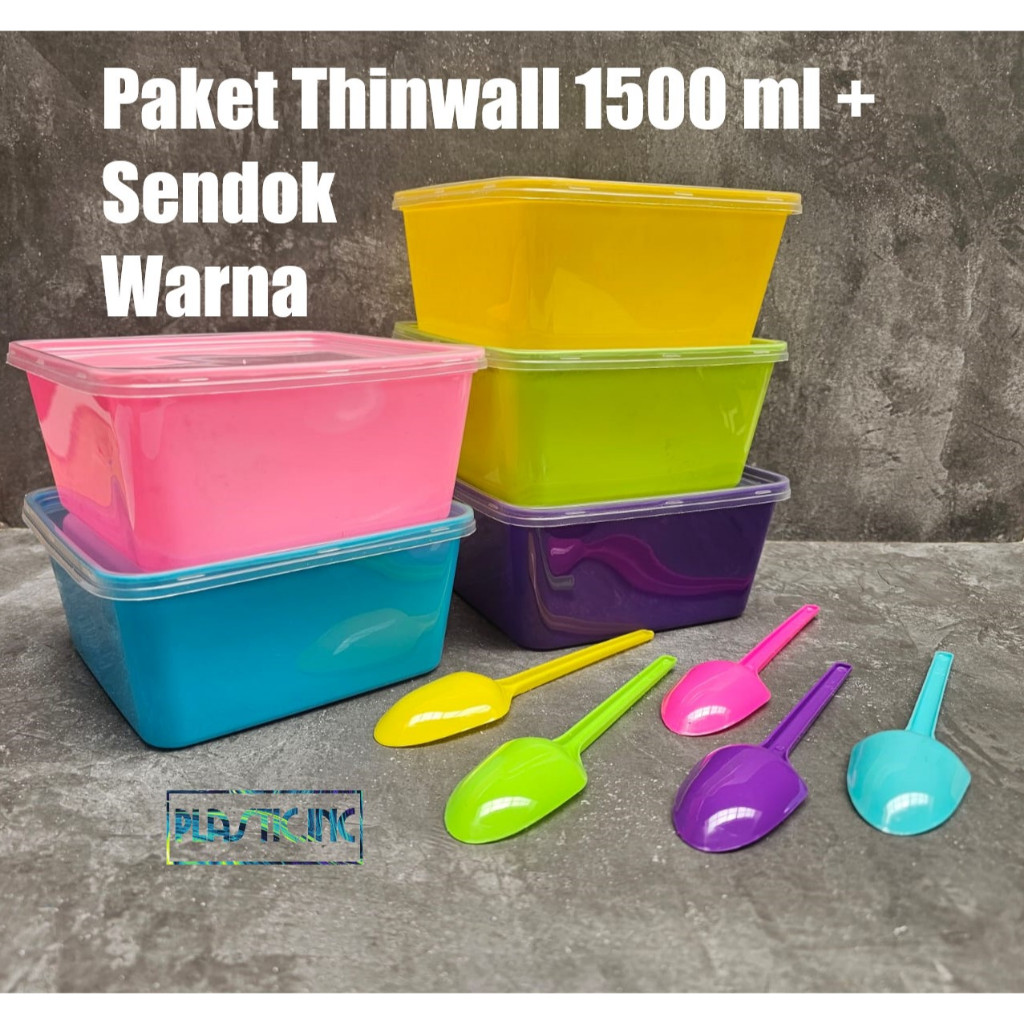 PAKET Thinwall 1500 ml Warna/Box Kotak Plastik Warna/Thinwall Warna