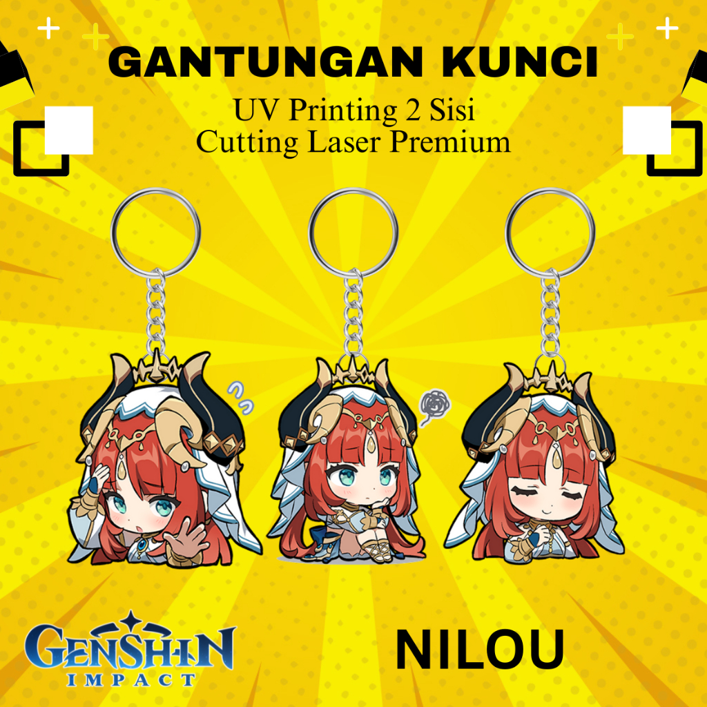 Gantungan Kunci Genshin Impact Nilou | Ganci Akrilik UV 2 Sisi Cutting Laser Premium | Keychain Merc