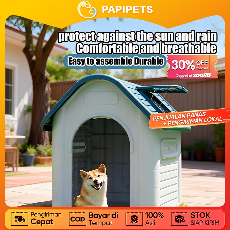 Kandang Anjing Besar Outdoor Kayu Lapis Anti Rayap & Tahan Cuaca – Untuk Ras Besar Tipe Gudang