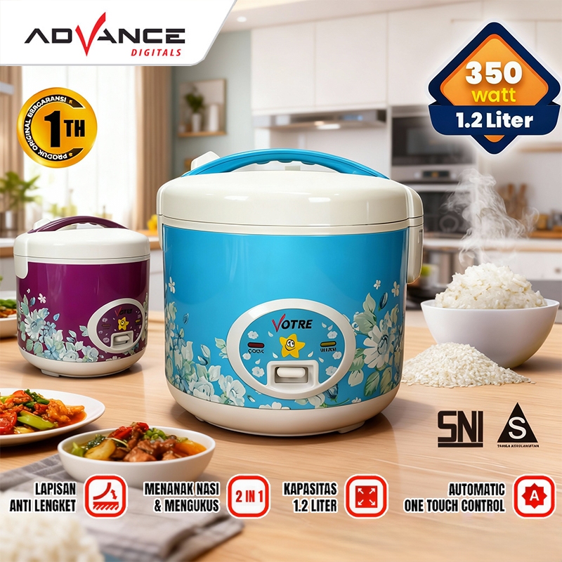 Advance Rice Cooker Low Watt G-12 Rice Cooker Mini 1.2 Liter Magic Com Kecil Garansi Resmi 1 Tahun
