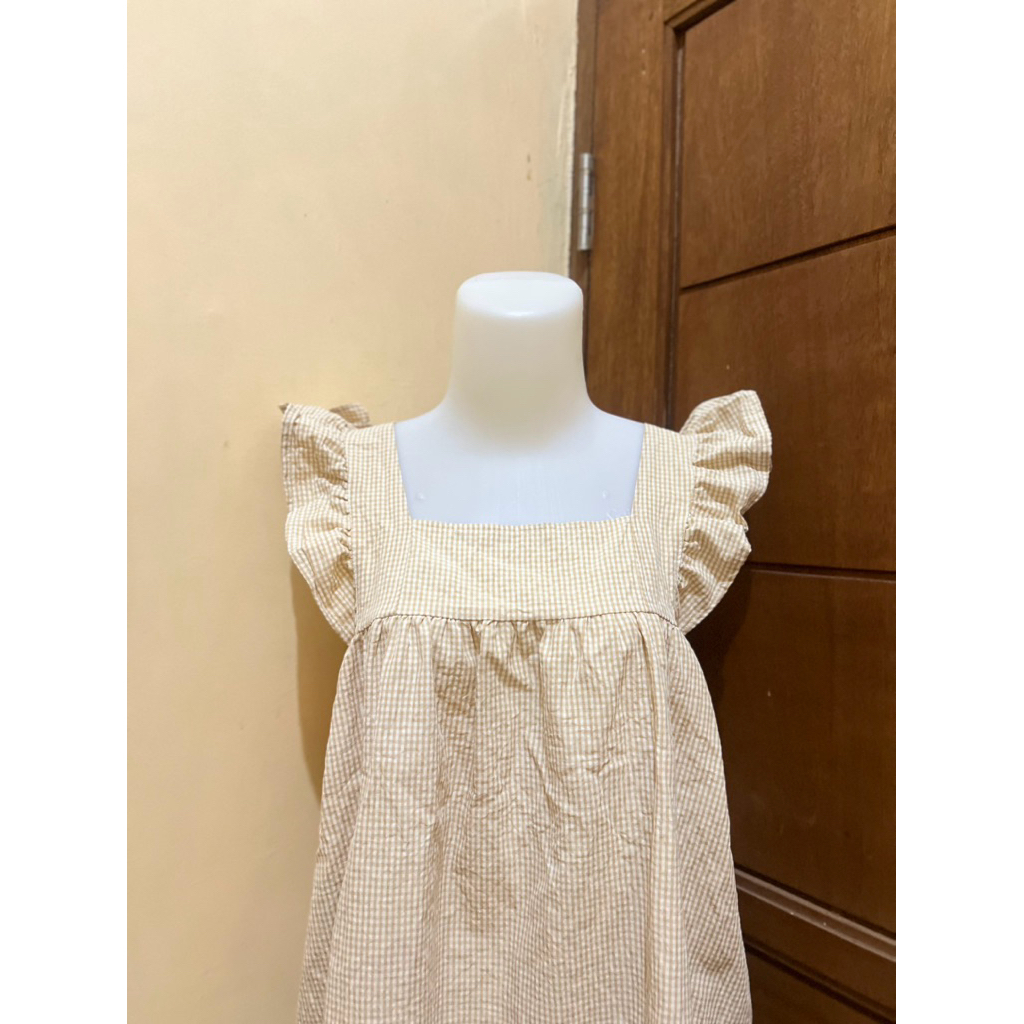 Dress Gingham Kuning/ Dress Kotak-kotak kuning