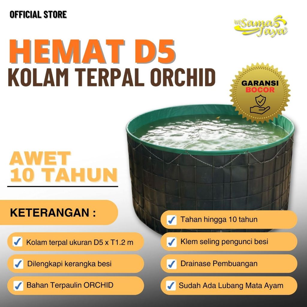 Kolam Terpal Bulat D5 Paket Hemat - Kolam Ikan Bundar - Terpal Orchid