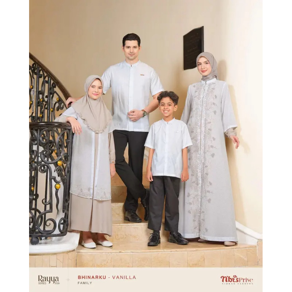 Nibras Rayya Series 2026 - Sarimbit Couple Keluarga Gamis Viral Rompi Lepas Pasang bahan Rayon mix C