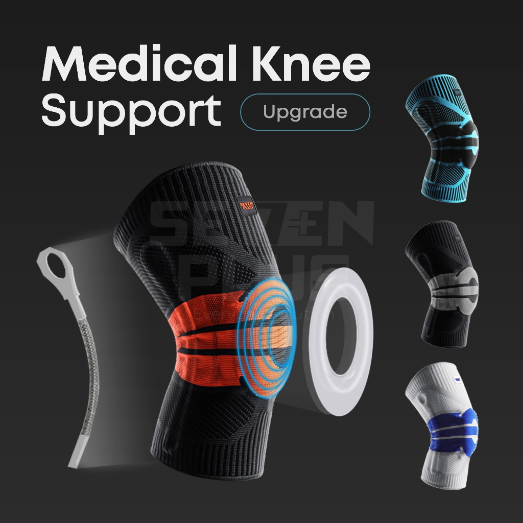 SevenPlus Deker Pelindung Lutut Dengan Spring dan Patella Gel Knee Pad Basket Badminton Voli Futsal 