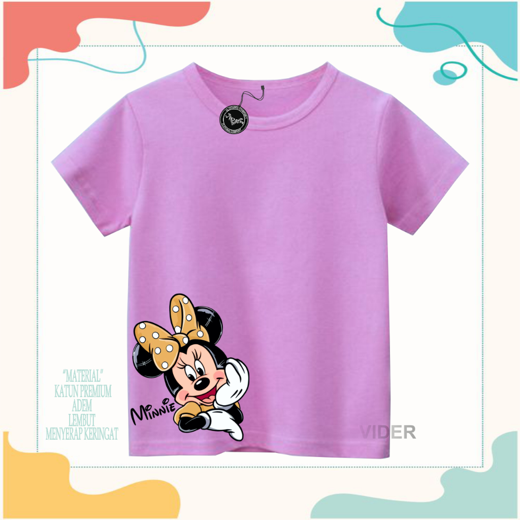 Kaos anak keren karakter Mine mouse/Baju anak cewe karakter Mine mouse