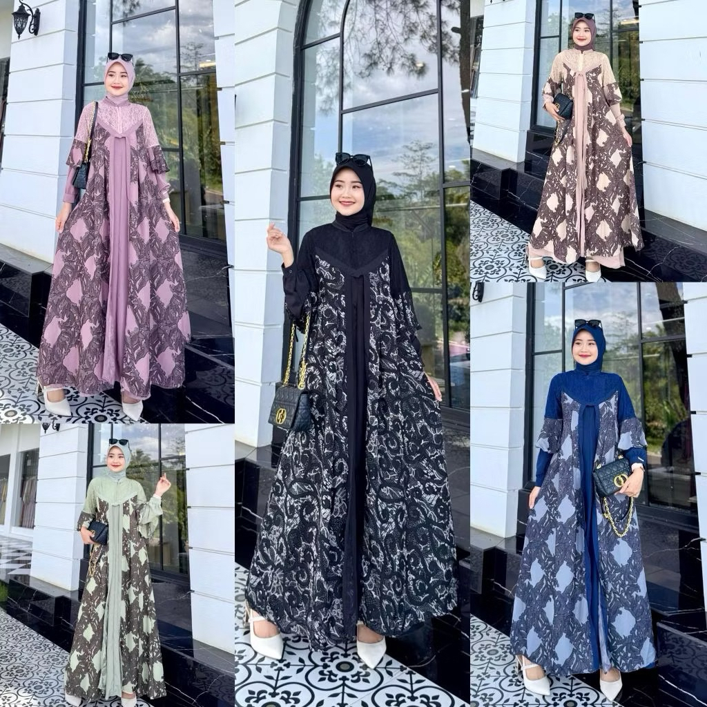 [READY] ARAYA DRESS by JOURNEY / Gamis Inner Outer Brukat Terpisah