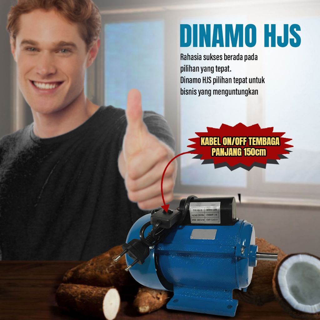 Dinamo HJS Body Cor Biru / Dinamo Parut Kelapa + Saklar HJS Body Cor Biru / Dinamo HJS / Dinamo Paru