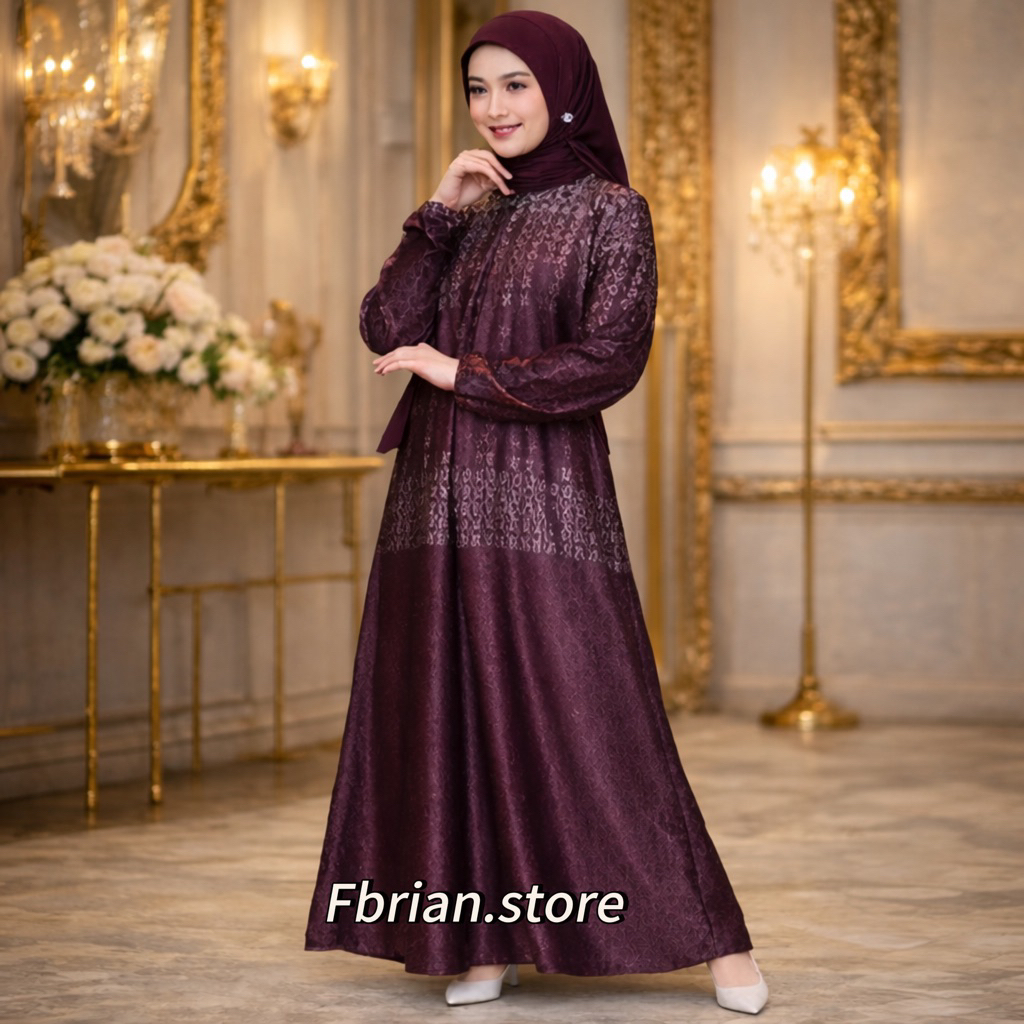 Gamis Silk Premium Motif Elegan | Gamis Wanita Muslimah Jumbo LD 130