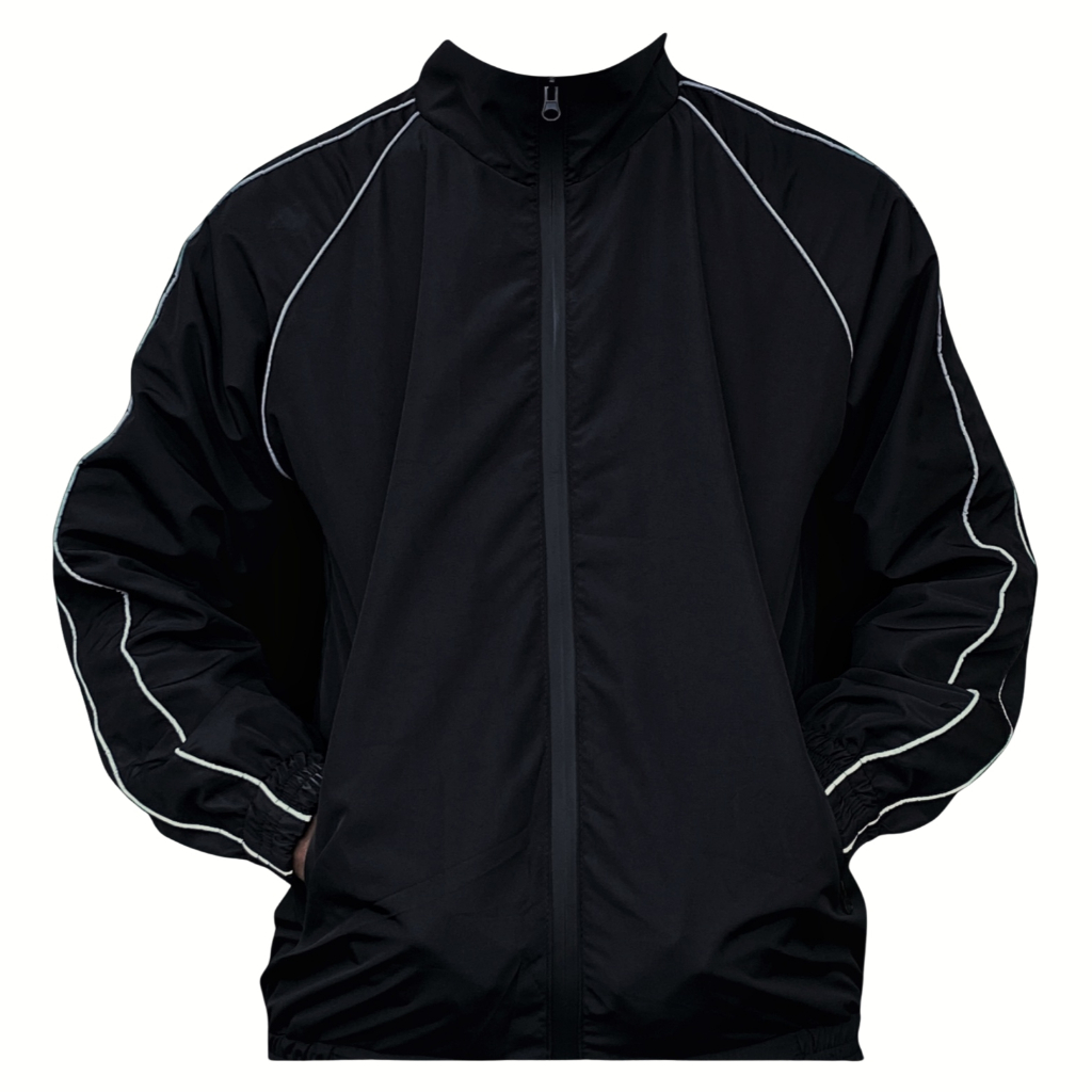 Jaket Tracktop Jaket Casual Kerah hitam waterproof