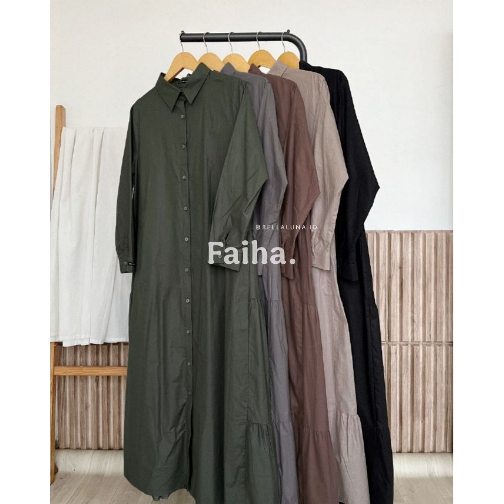 BELLALUNA FAIHA ABAYA |Abaya Daily |Abaya Full Kancing |Bahan Cotton Blend Poly