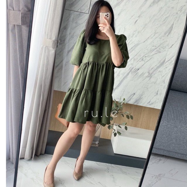 RULE LABEL Milan Dress - Pakaian Baju Terusan Dress Wanita Lengan Puffy Korea