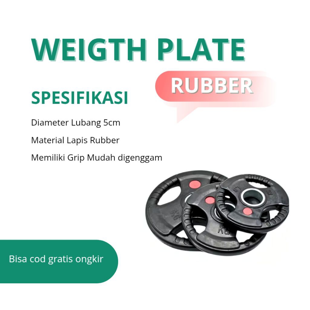 Weight Plate Rubber 20Kg Diameter 5 Cm Dumbell Plate Barbel Plate