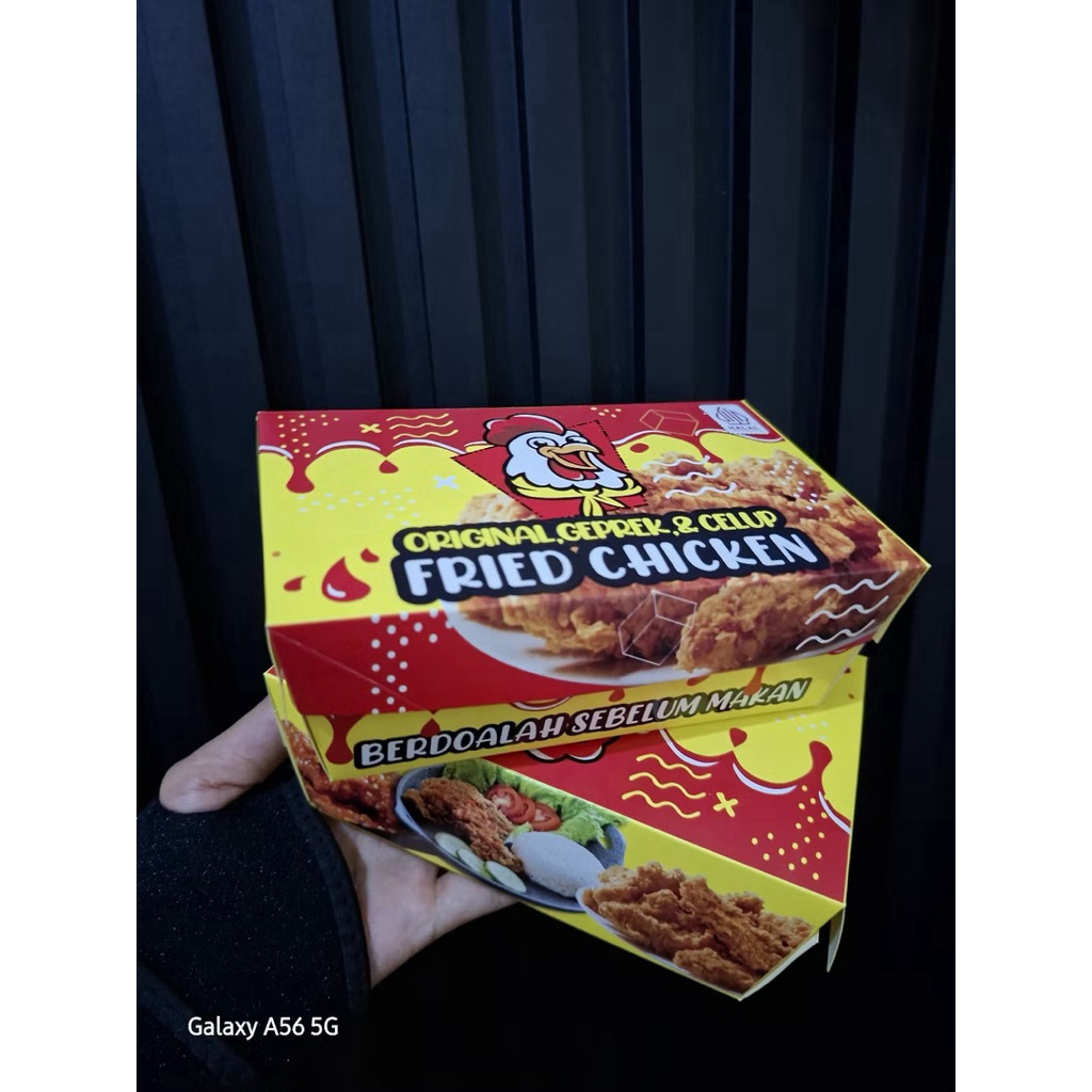SIZE M -isi 100- IVORY Laminasi Paper Lunch Box Ayam celup Fried Chicken Dkriuk