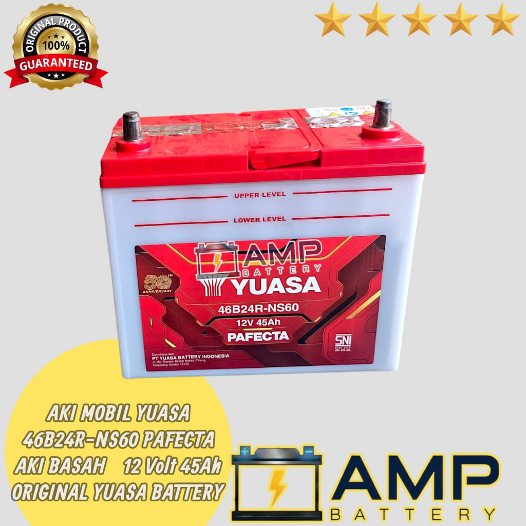 Aki MobilNS60 46B24R Aki Basah YUASA  12V 45Ah Original Yuasa