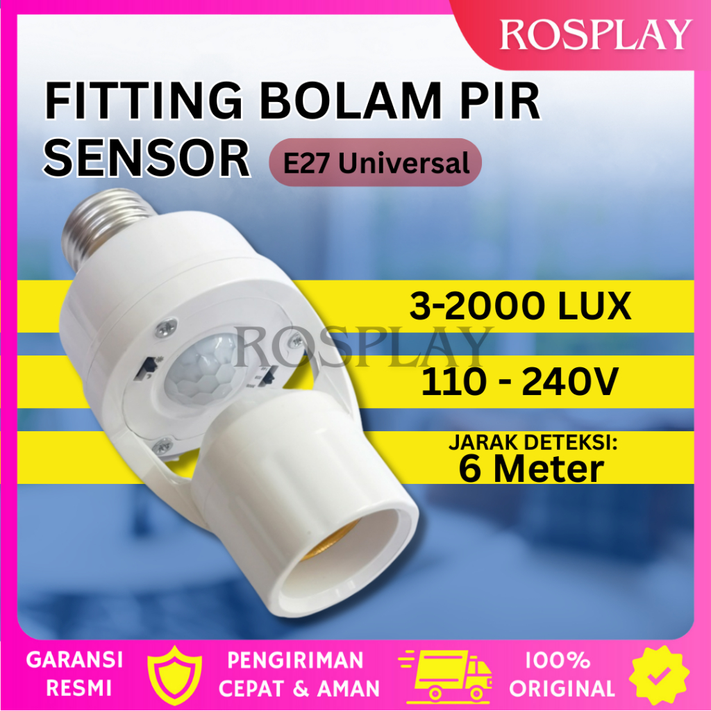 ROSPLAY Fitting Lampu Sensor Gerak Otomatis E27 Fitting Lampu Smart Sensor Gerak Infrared