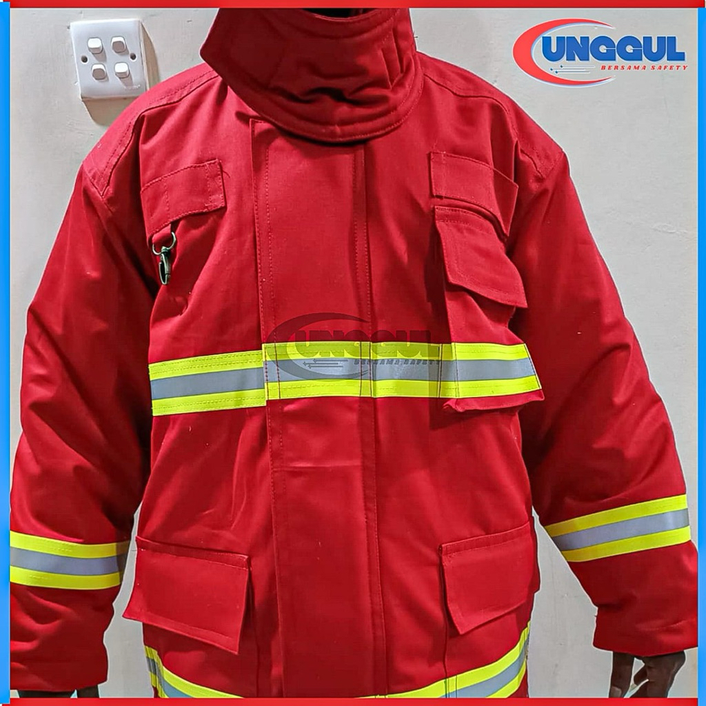 Baju Pemadam Kebakaran Nomex IIIA - Baju Damkar Nomex IIIA Warna Merah Original