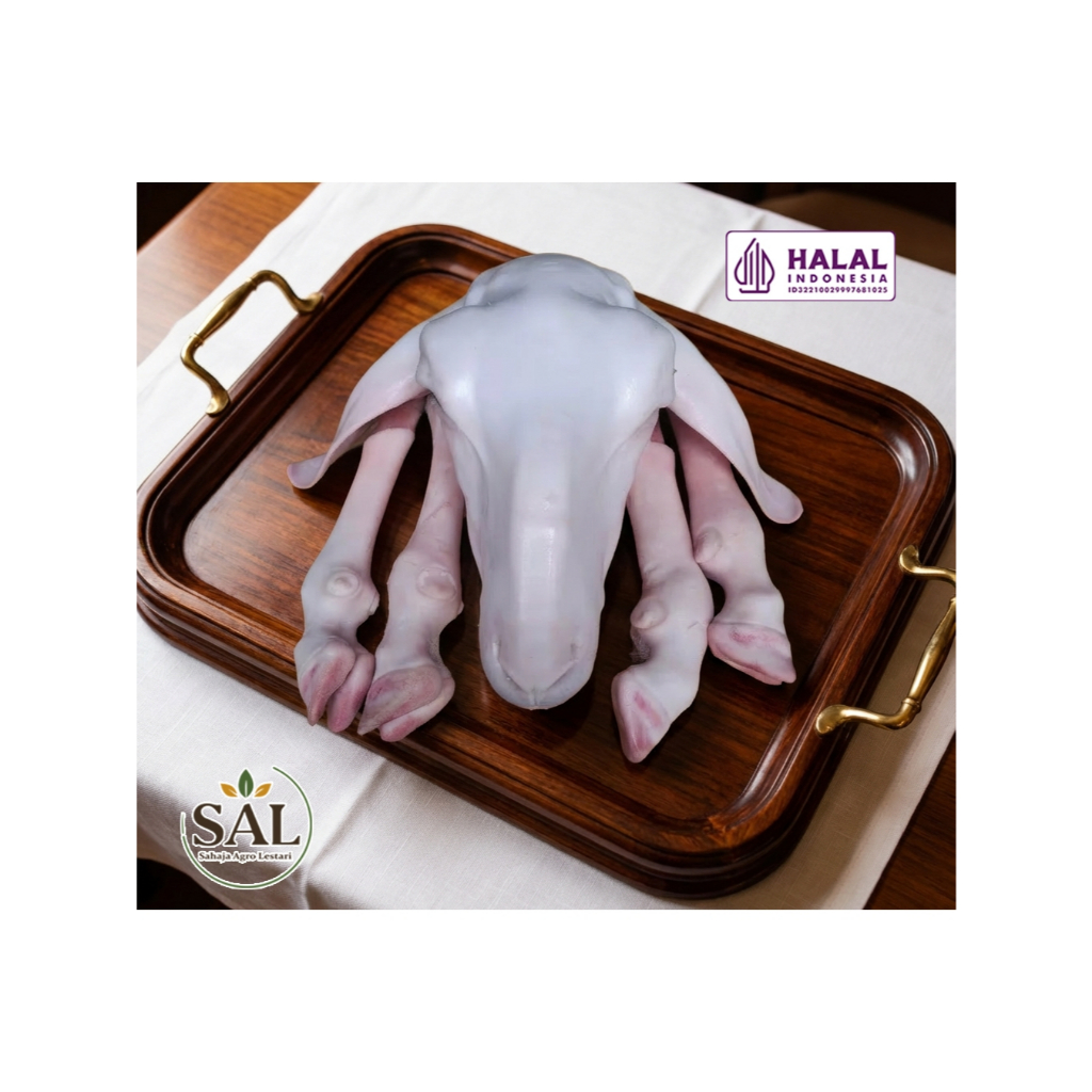 1 set Kepala + Kaki Kambing Domba ukuran Sedang berat 1.7 kg - 1.9 kg sudah bersih dan Halal tinggal