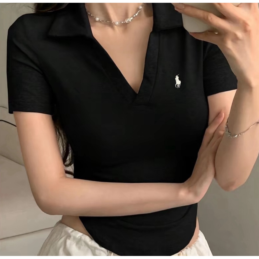 POLO CROP TOP V NECK