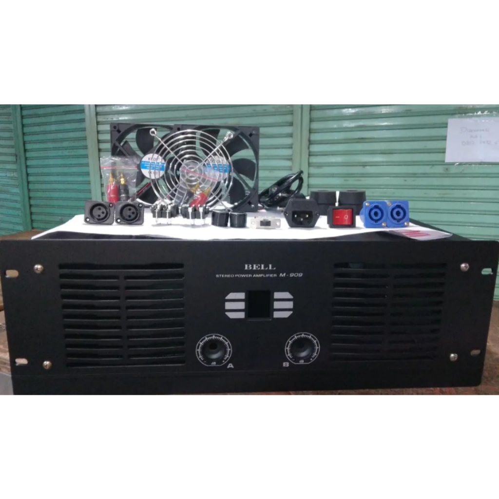 (49cm x 46cm x 15,5cm) Box / Casing Power Amplifier Stereo Bell M-909 + Aksesoris Komplit Kualitas B
