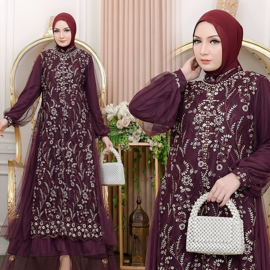 Gamis Tile Kondangan Wanita Gamis Tile Fashion Gamis Kondangan Wanita Gamis Raya Series Terbaru