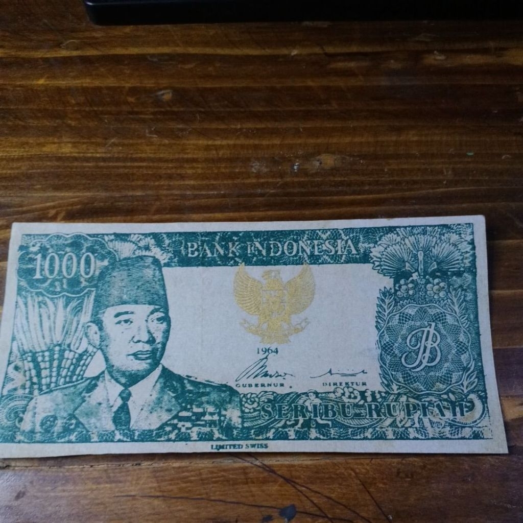 Uang kuno soekarno hijau garuda emas berayat