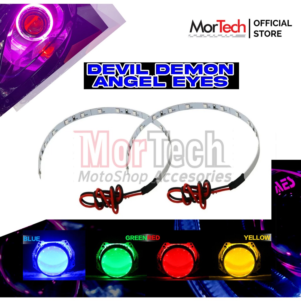 Devil Demon Angel Eye Projie AES Strip 30cm LED Lampu Depan Headlight untuk Mobil Motor Nmax Old/Nma
