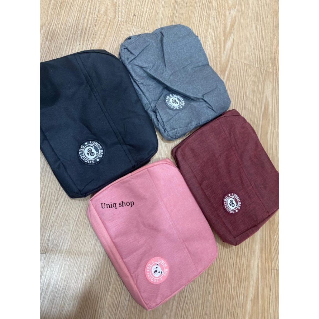Uniq Shop Tas Bekal Polos dengan Pilihan Warna Hitam Abu-abu Merah Muda dan Merah Marun
