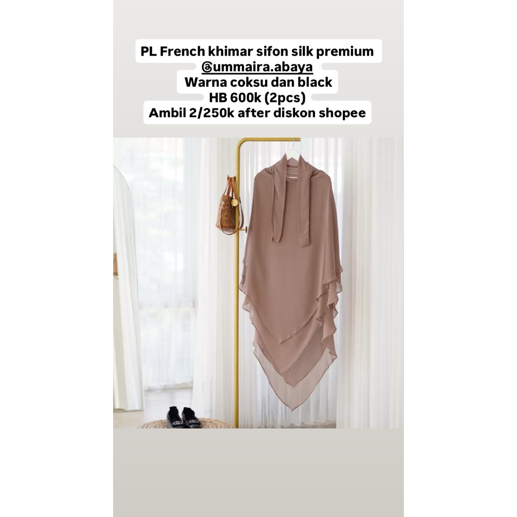Preloved french khimar FK sifon silk premium by ummaira abaya (dapat 2pcs)
