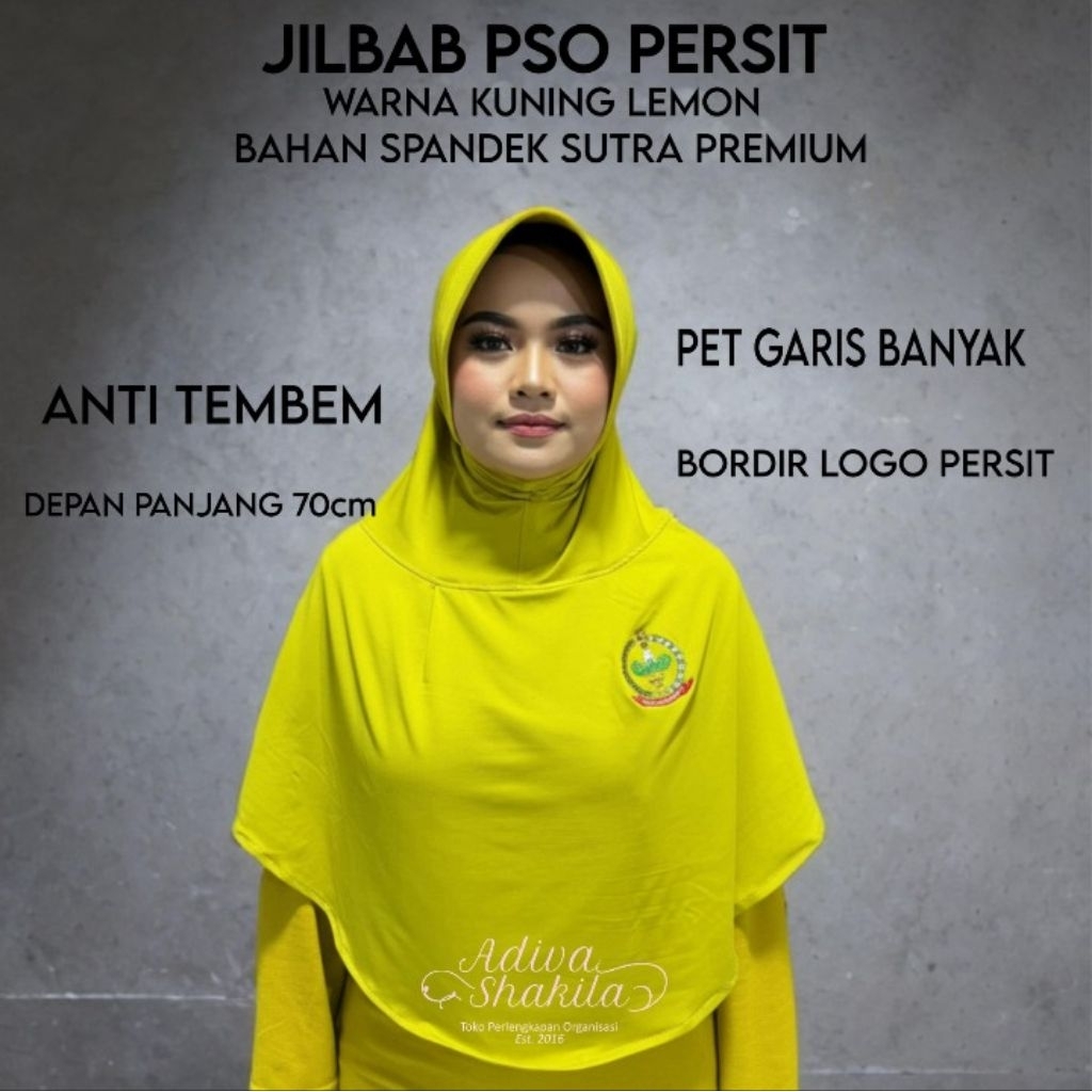 ADIVA - JILBAB PSO (PAKAIAN SERAGAM OLAHRAGA) PERSIT WARNA HIJAU / LEMON BAHAN SPANDEK SUTRA PREMIUM
