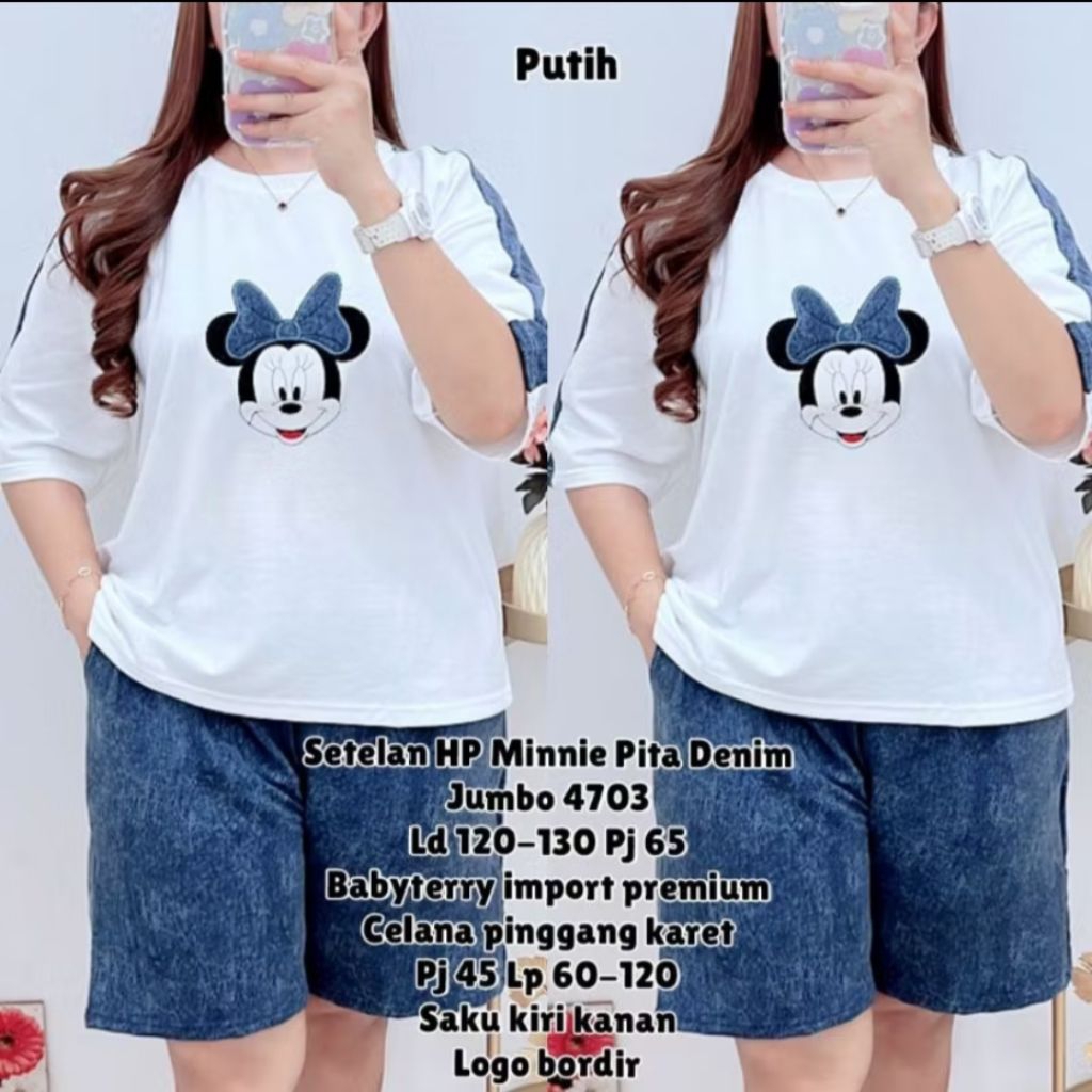 Setelan HP Jumbo KNIT LD120-130 Celana Salur Pinggang Karet