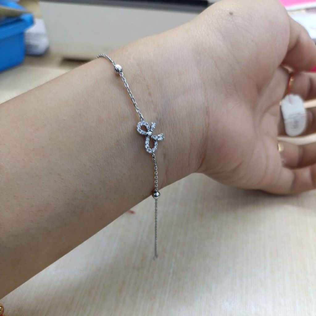gelang rantai pita putih 8k