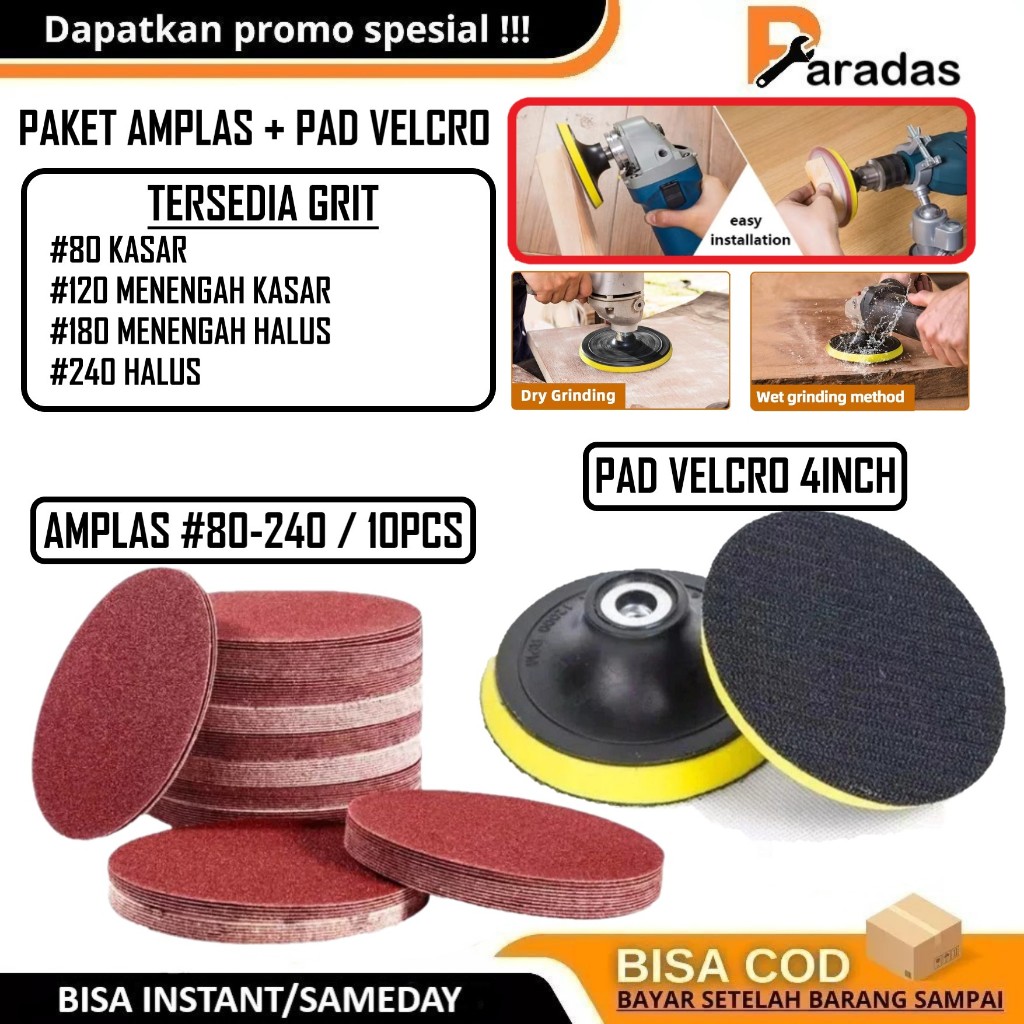 Paket Amplas Gurinda Tempel Velcro disc + Tatakan mangkok amplas gerinda