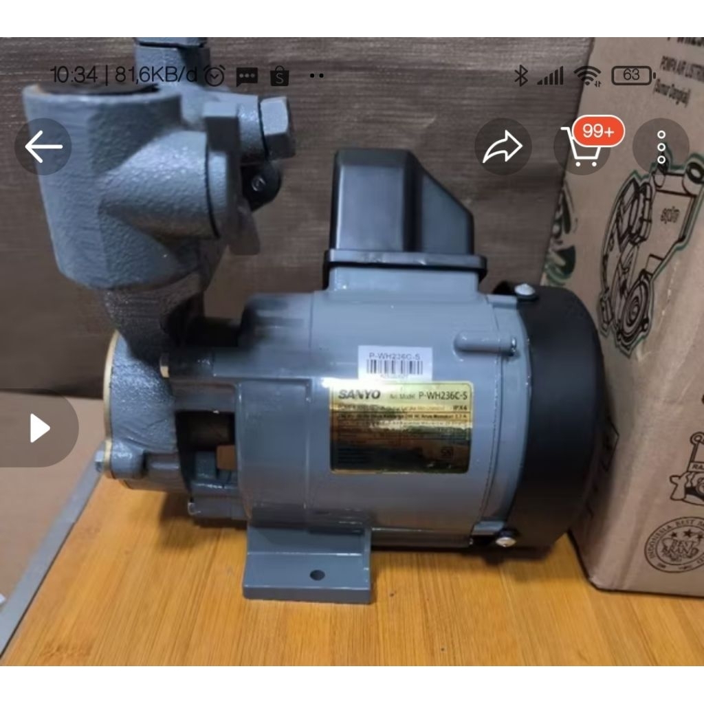 mesin air sanyo 200watt pwh236c / mesin air manual Sanyo 200w
