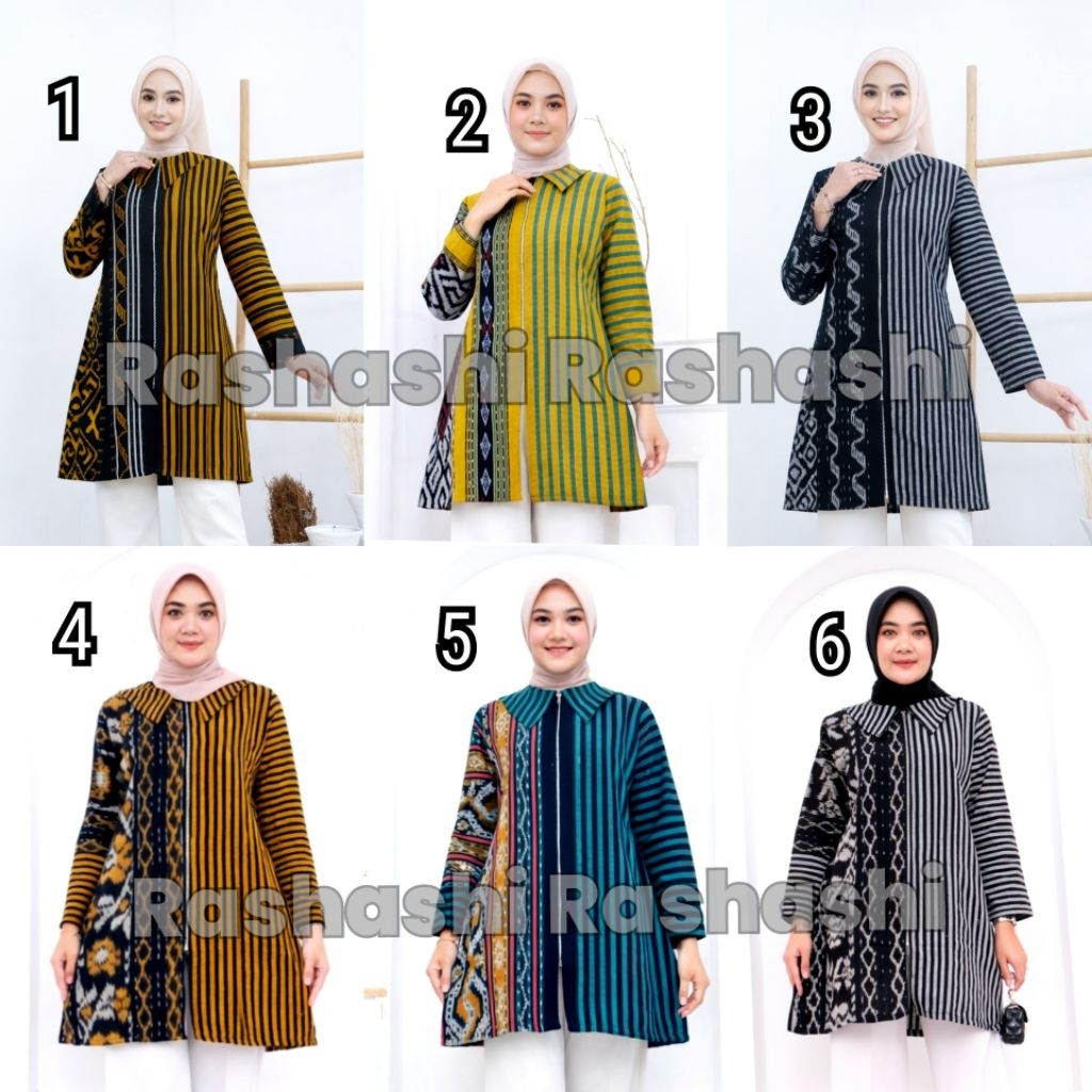 ZIPPA Tunik Tenun troso asli resleting depan Atasan Tenun cantik busui jumbo tenun busui ori rashash