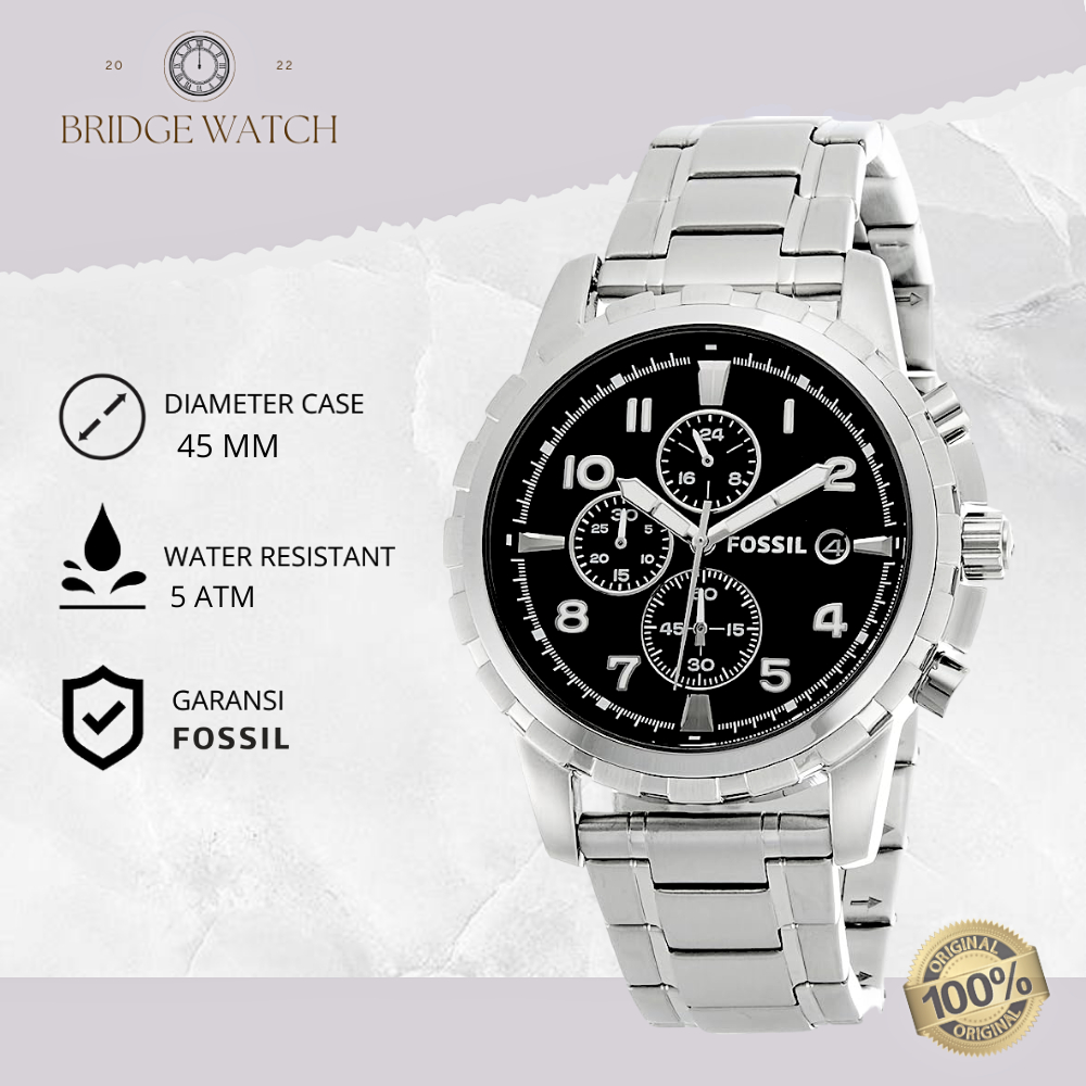 Jam Tangan Pria Fossil Chronograph Rantai Analog Mewah Sporty Original FS4542