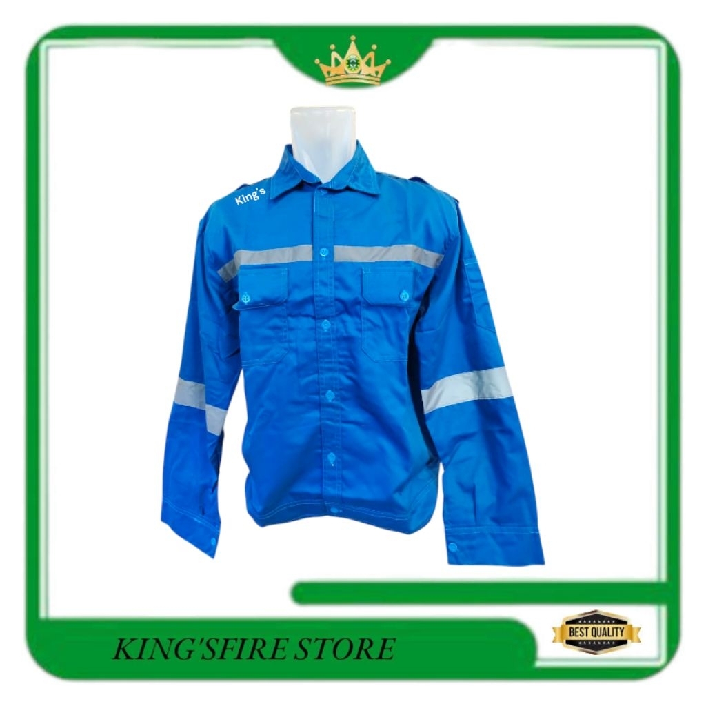baju kemeja safety/ baju seragam safety/ Atasan baju safety/ warna biru pertamina