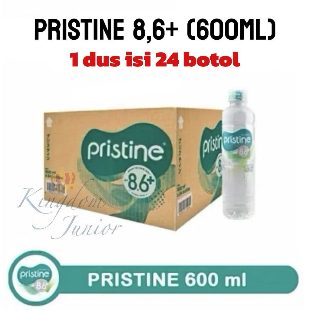 Air Mineral Pristine 600 Ml 1 Dos Isi 24 Pcs / PRISTINE PH8,6+ Water 600 Ml / Air Minum Botol 600 Ml