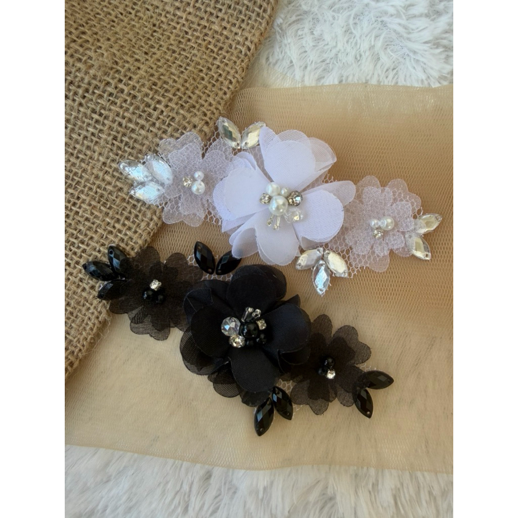 Emily Set Bunga Rangkai Payet Organza Untuk Gaun Kebaya Hijab