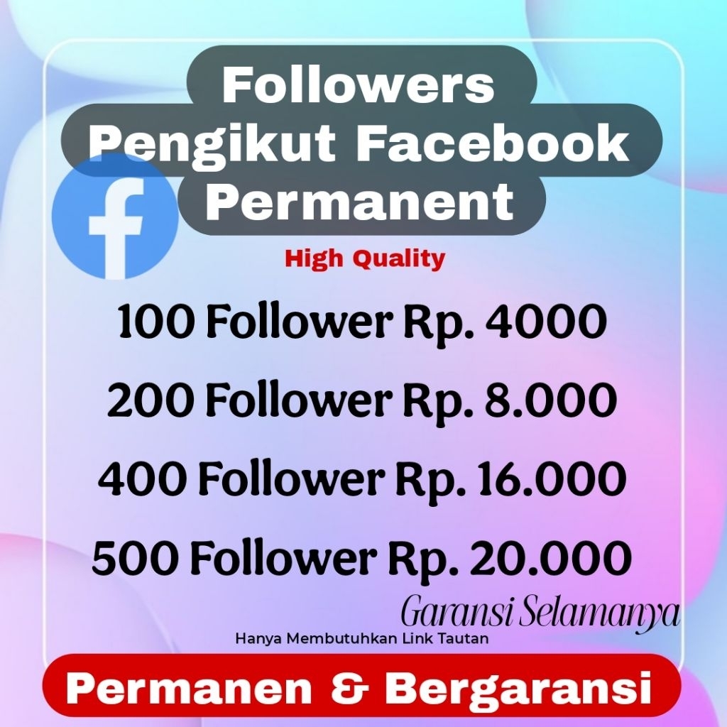 Followers Facebook Profesional Permanen | Pengikut Facebook Pro Garansi Permanen Selamanya
