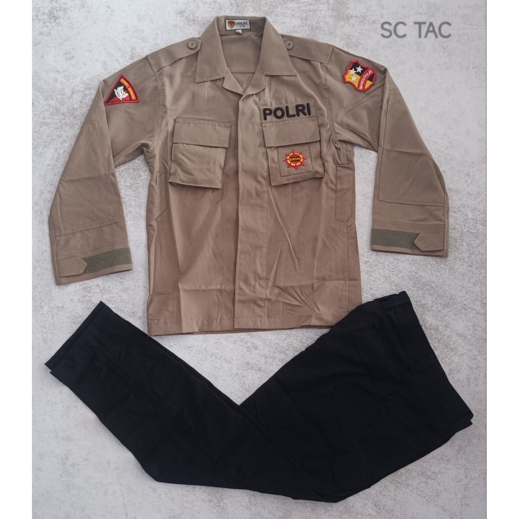 Seragam PDL Tactical Coklat Brimob Jatah 2023 Halus/Sragam Tactical Coklat Brimob Halus 2023