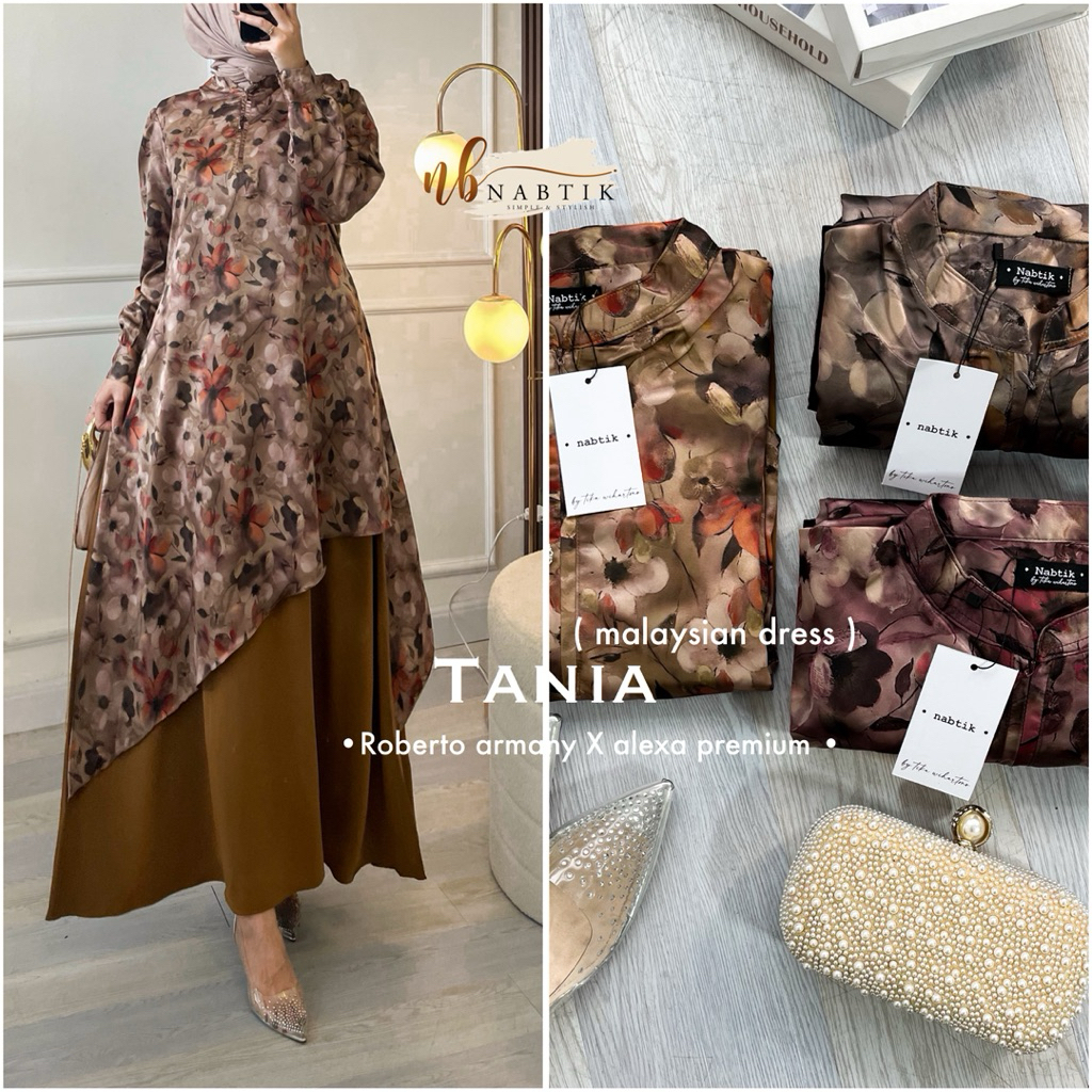 Nabtik - Tania Gamis Malaysian look gamis melayu Lebaran Premium Dress Asimetris Mewah Elegan