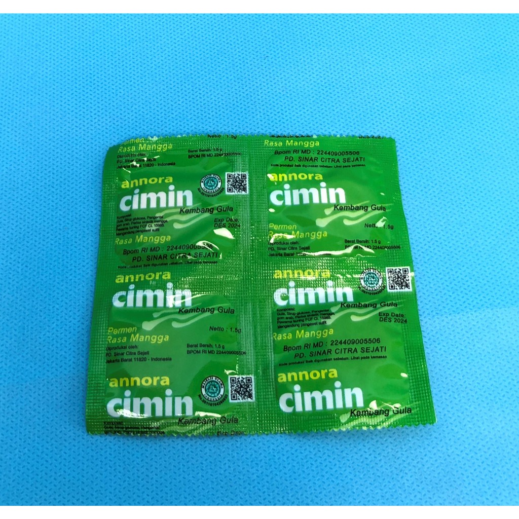 Annora Cimin Rasa Mangga - Permen Kembang Gula Isi 4 Sachet @ 1.5g - Camilan Manis Ana