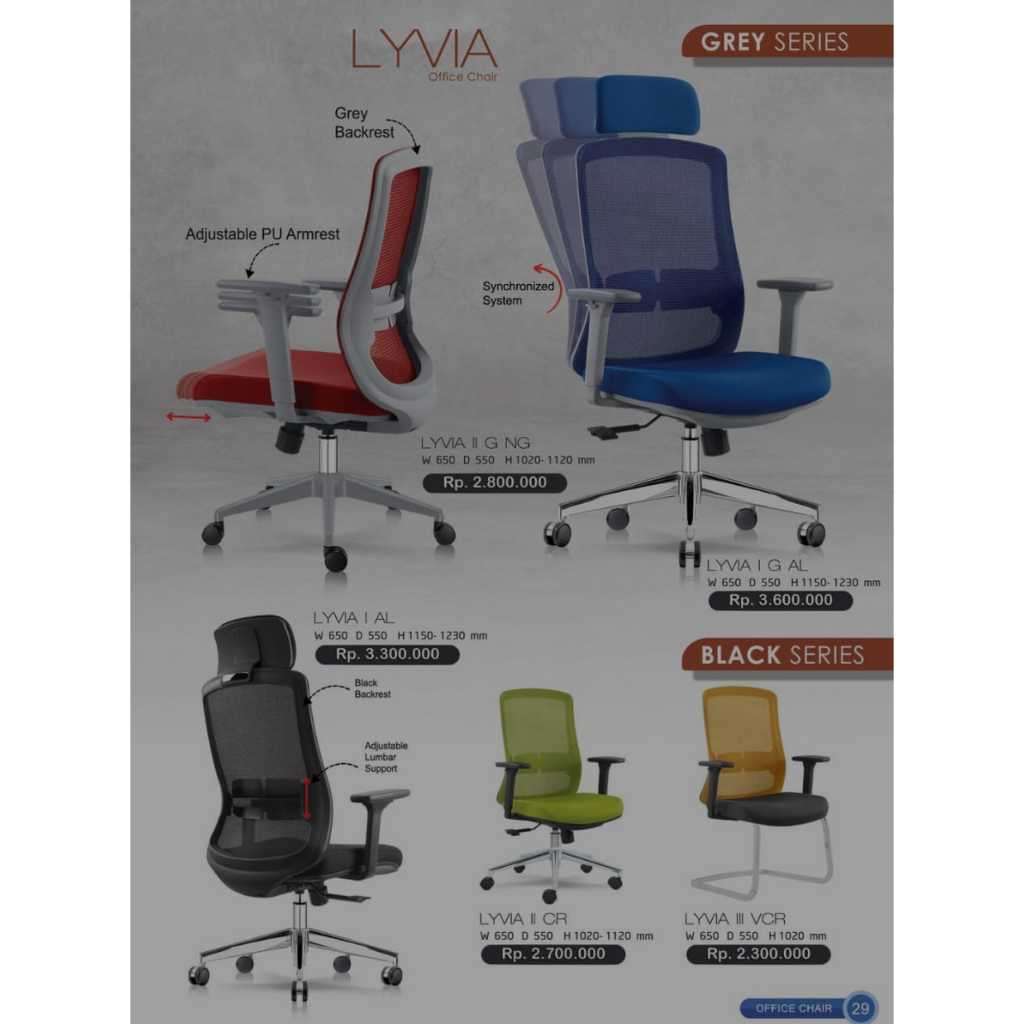 Kursi Kantor / Kursi Kerja / Kursi Staff / Kursi Manager Kursi Gaming / Kursi Direktur Indachi Type 