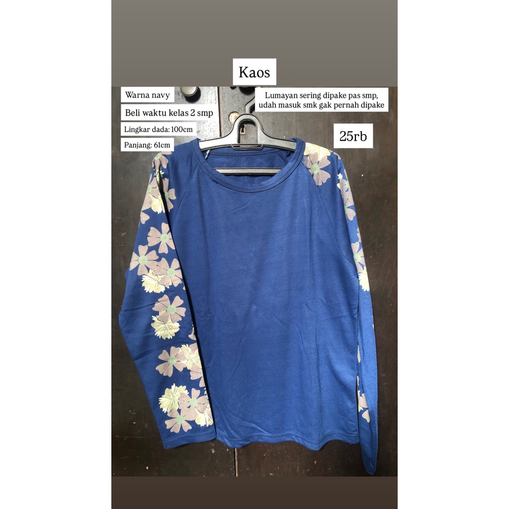 Kaos Lengan Panjang Bunga - preloved
