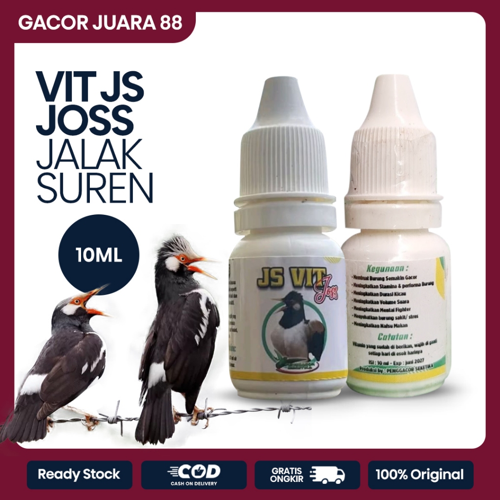 JS Vit Joss 10ml Vitamin Suplemen Penggacor Doping Nutrisi Racikan Burung Jalak Suren Kebo Putih