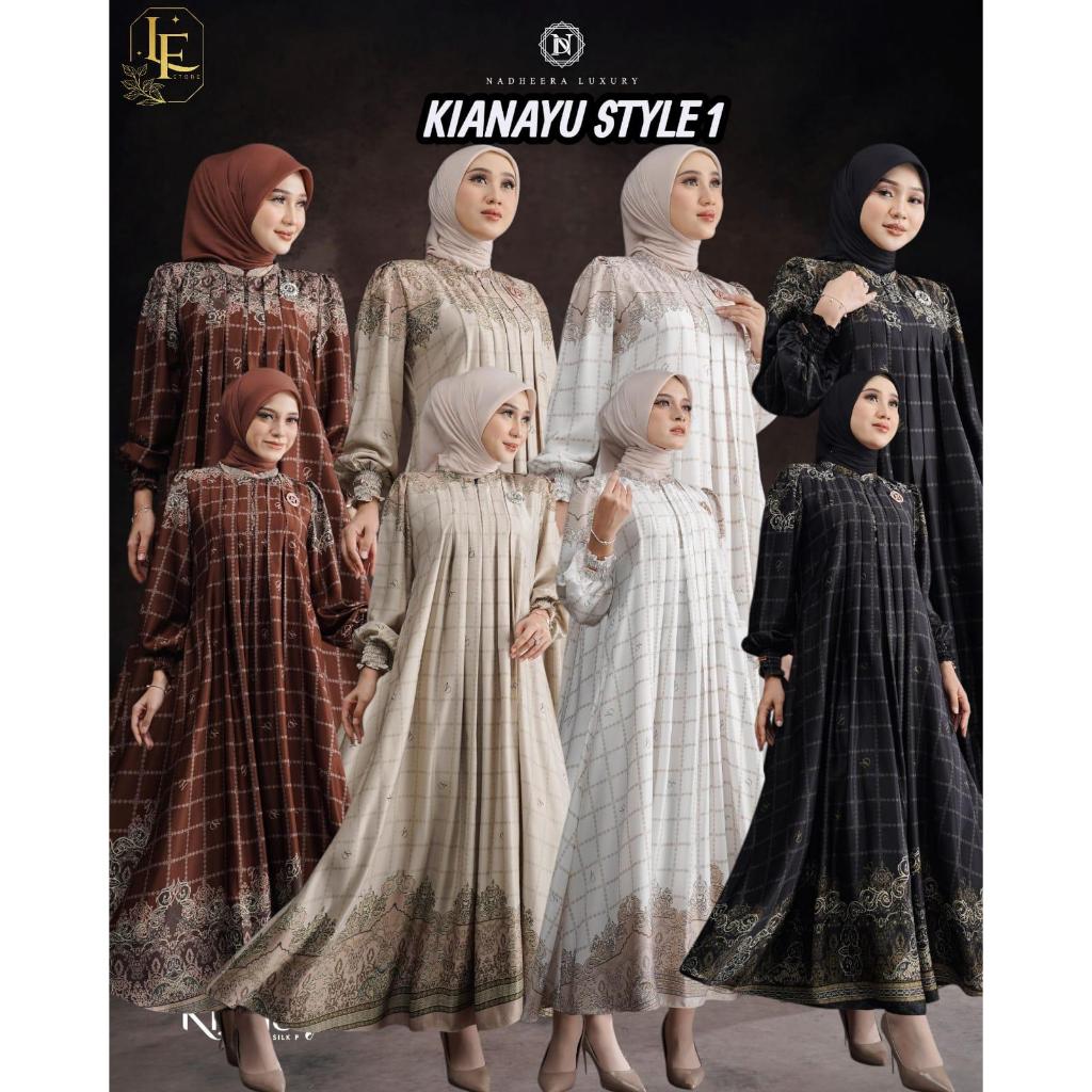 KIANAYU DRESS DAN MIDI STYLE 1 by Nadheera Luxury Ori Terbaru, Gamis Motif, Gamis calista silk premi