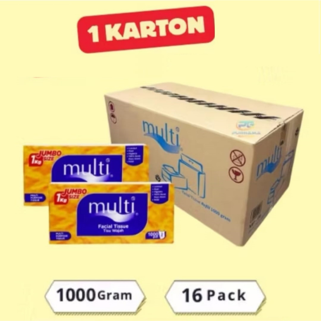 ( 1 KARTON isi 16 BOX ) MULTI 1000 gram - Tissue Facial jumbo size kiloan