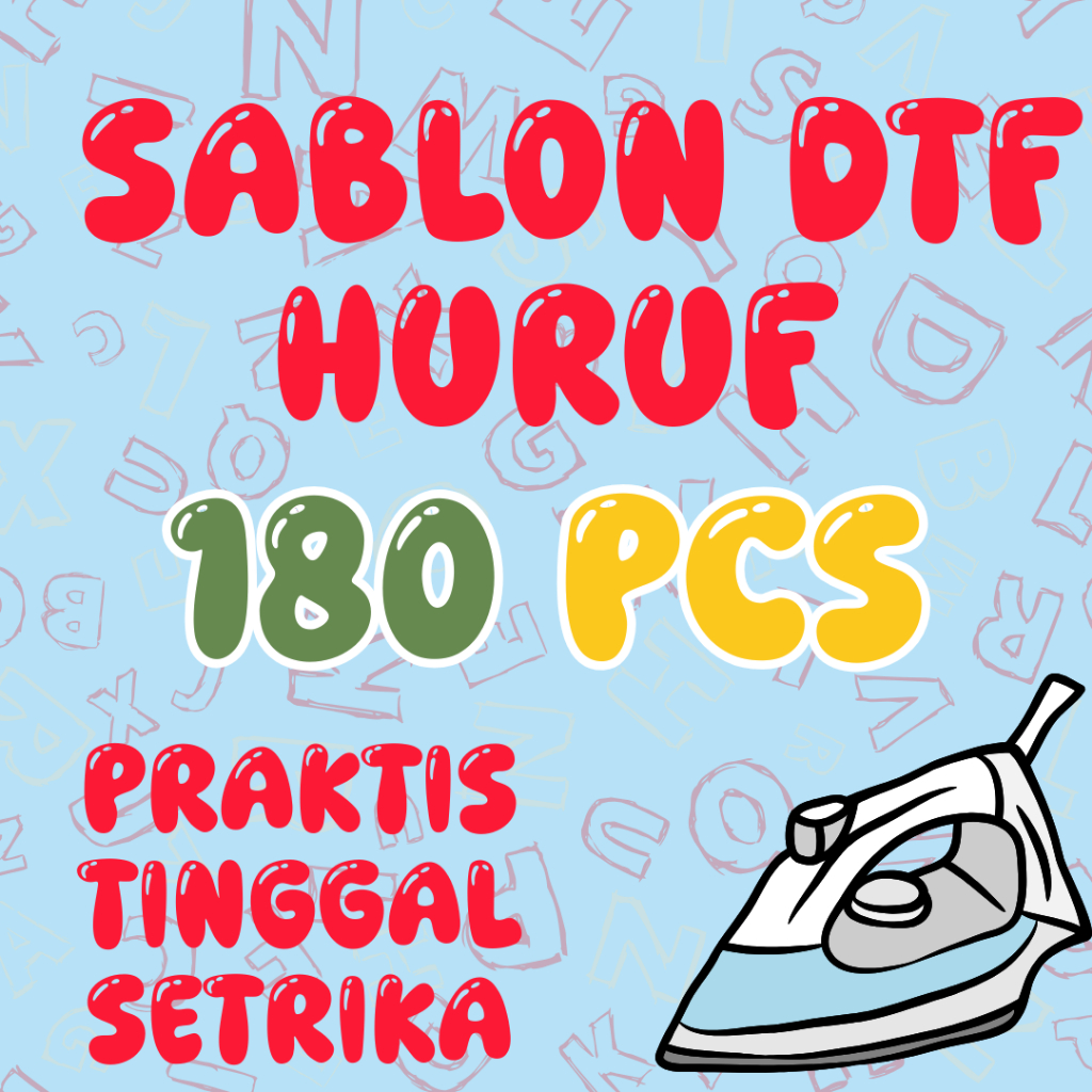 Stiker Nama Huruf Alfabet Setrika | Sablon Setrika Alphabet A–Z | DTF Iron On Patch Nama