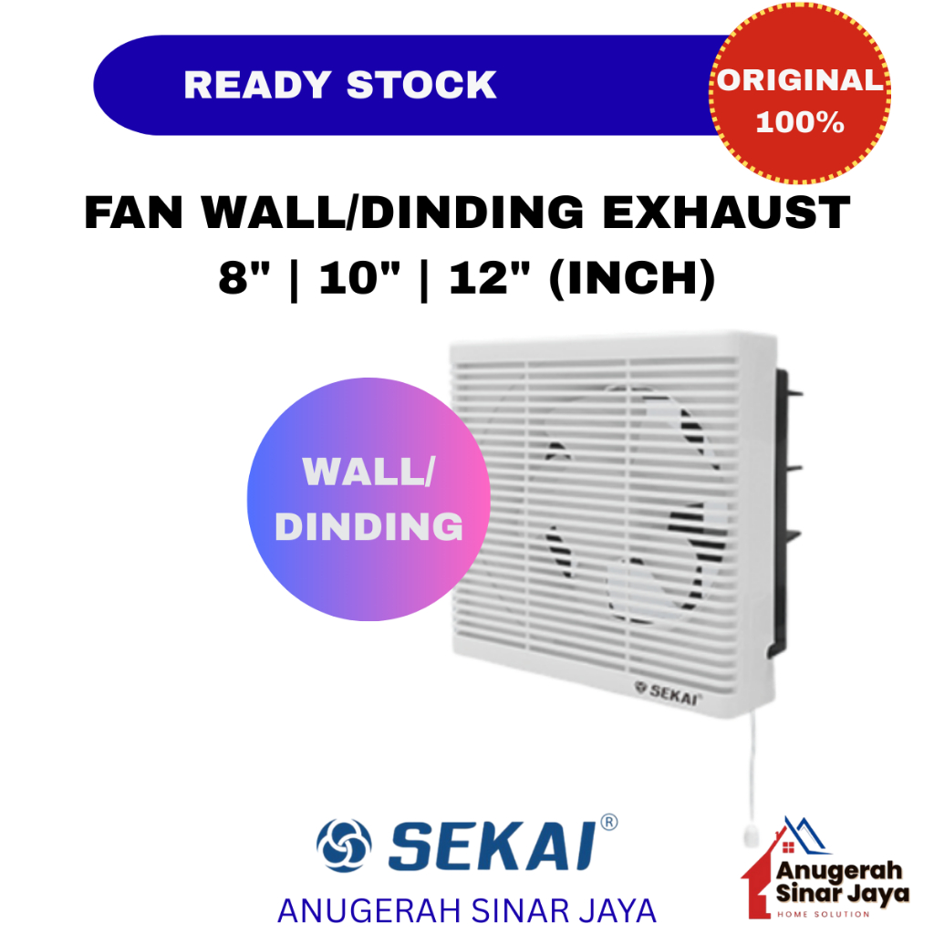 SEKAI Exhaust / Hexos / Heksos Fan SEKAI WEF-890 - WEF-1090 - WEF-1290 Wall Fan GARANSI RESMI