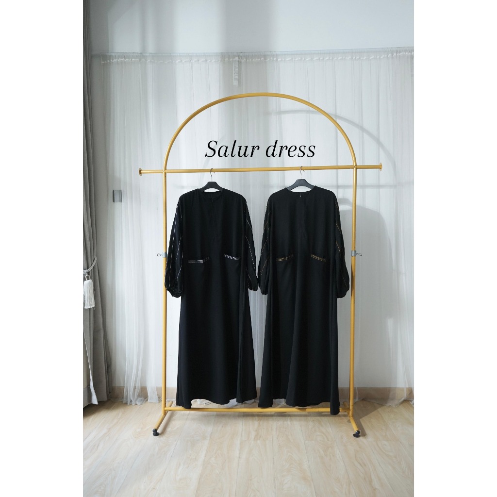 Muslimah Warehouse - Salur Dress (Abaya Gamis Haji dan Umroh Jetblack Premium)